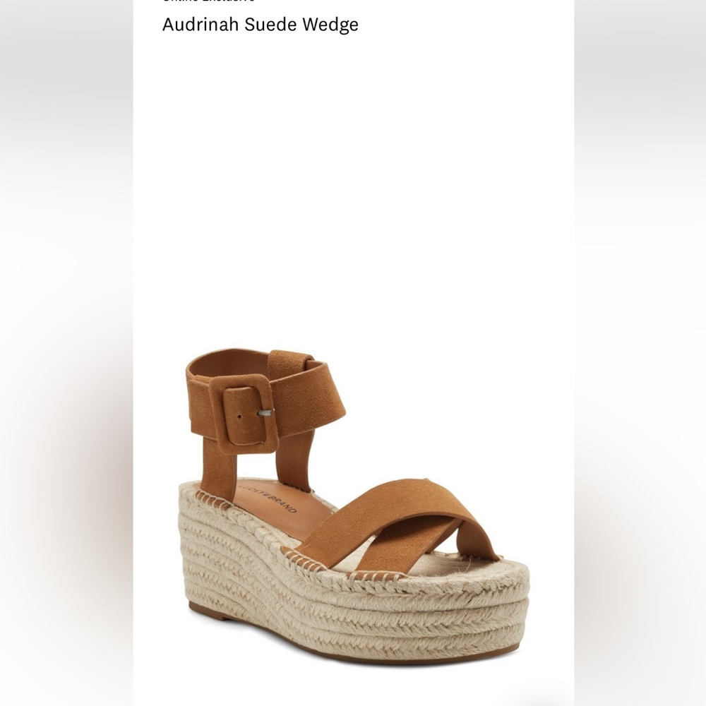 Lucky Brand Audrinah suede wedge heels.‎ NWOT. Retail 98